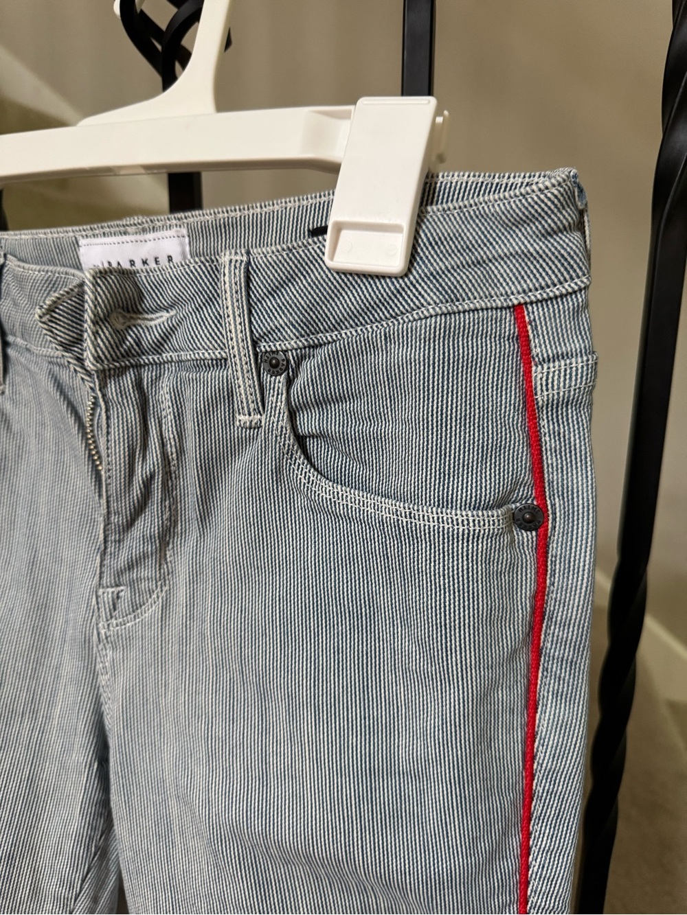 PARKER SMITH Blue and White Pinstriped Jeans